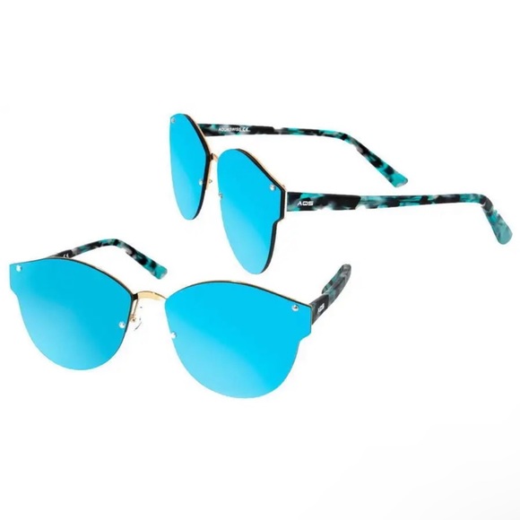AQS Modified Cat Eye Sunglasses AQUASWISS Mirror Teal Lens Made Italy 🇮🇹 NWT - Picture 1 of 11